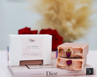 Savon artisanal La Rose, Savon parfumé à la rose, Savon de luxe, Savon végétalien, Cadeaux soins, Cadeaux fête des Mères, Cadeaux pour maman