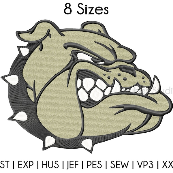 8 Sizes Bulldog Head Embroidery Designs, Bulldogs Embroidery Design, Machine Embroidery designs, PES designs INSTANT DOWNLOAD