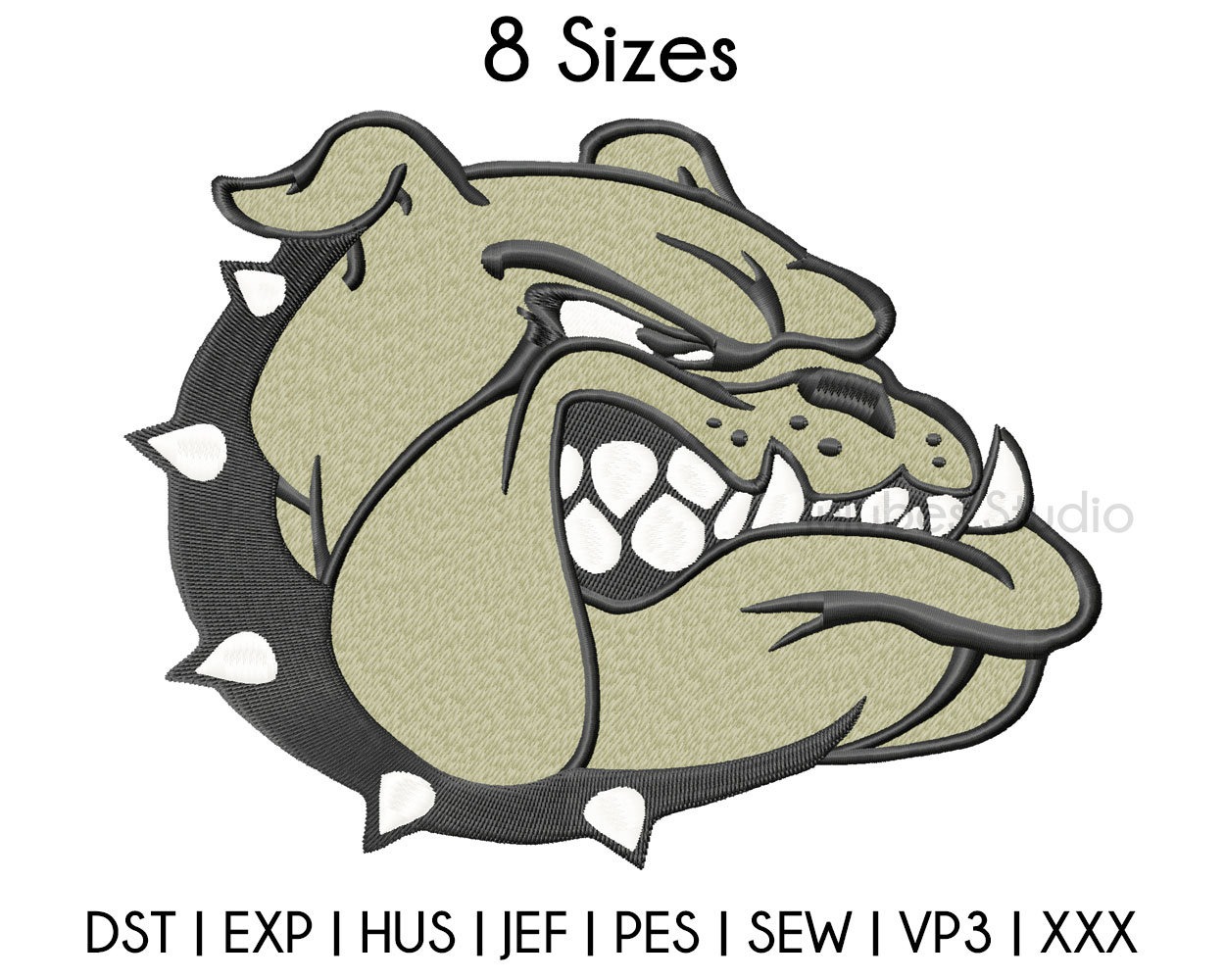8 Sizes Bulldog Head Embroidery Designs Bulldogs Embroidery Etsy