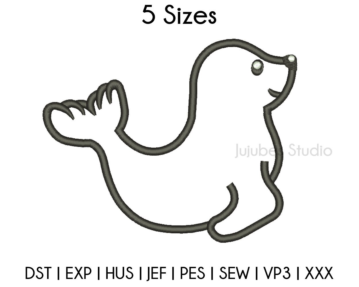 5 Sizes Seal Applique Embroidery Designs Seal Embroidery Etsy