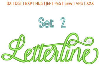 5 Sizes Set 2 Letterline Embroidery Font, Embroidery Fonts BX, Embroidery Designs, Machine Embroidery Fonts, PES Fonts, BX fonts