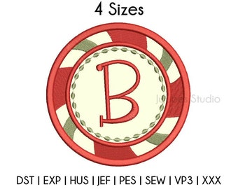 4 tamaños Diseños de bordado de apliques de borde de caramelo, diseño de apliques de monograma, diseños de bordado pes, diseños de apliques