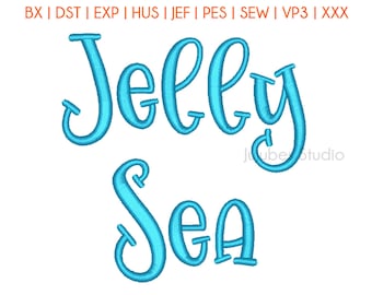 5 Sizes Jelly Sea Embroidery Font, Embroidery Fonts BX, Embroidery Designs, Machine Embroidery Fonts, PES Fonts, BX fonts