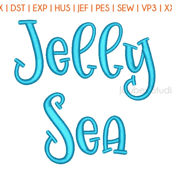 5 Sizes Jelly Sea Embroidery Font, Embroidery Fonts BX, Embroidery Designs, Machine Embroidery Fonts, PES Fonts, BX fonts