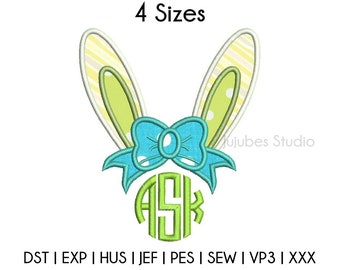 4 Sizes Bunny Monogram Applique Embroidery Designs, Rabbit Applique Design, embroidery designs pes, applique designs