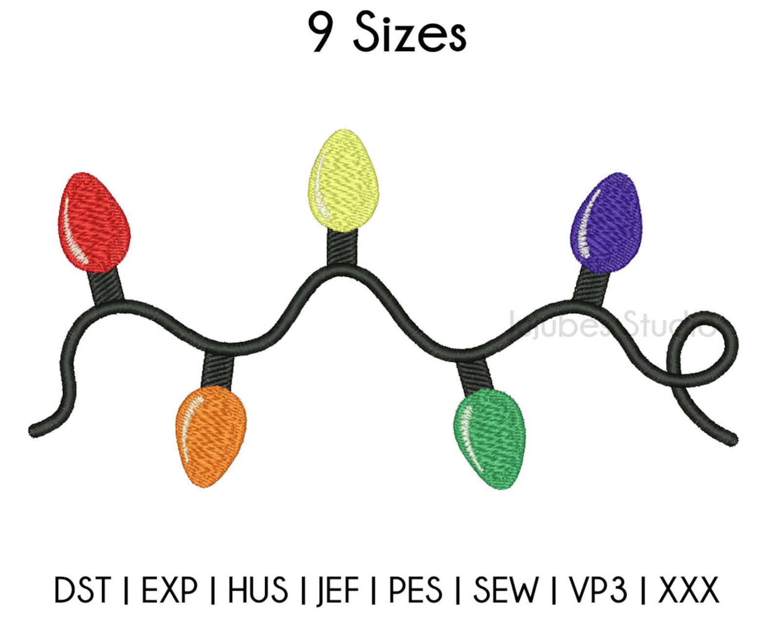 9 Sizes Christmas Lights Embroidery Designs Christmas Etsy