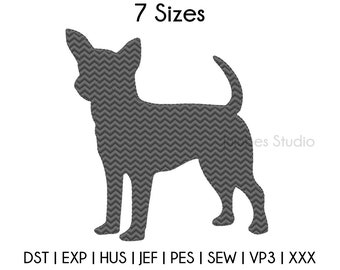 7 Sizes Silhouette Chihuahua Embroidery Designs, dog Embroidery Design, Machine Embroidery designs, PES designs INSTANT DOWNLOAD