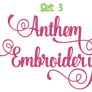 5 Sizes Set 3 Anthem Embroidery Font, Embroidery Fonts BX, Embroidery Designs, Machine Embroidery Fonts, PES Fonts, BX fonts