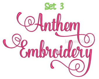 5 maten set 3 Anthem-borduurlettertype, borduurlettertypen BX, borduurontwerpen, machineborduurlettertypen, PES-lettertypen, BX-lettertypen