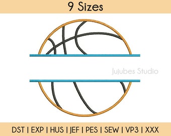 9 Sizes Split Basketball Monogram Applique Embroidery Designs, Basketball Applique Design, Split Monogram, Monogram Border