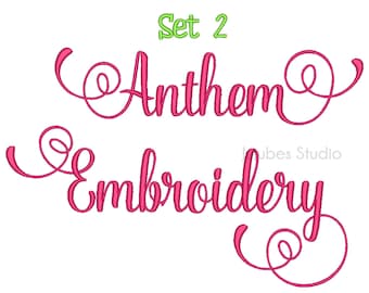 5 maten set 2 Anthem-borduurlettertype, borduurlettertypen BX, borduurontwerpen, machineborduurlettertypen, PES-lettertypen, BX-lettertypen