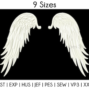 9 Sizes Angel Wings Embroidery Designs, Wing Embroidery Design, Machine Embroidery designs, PES designs INSTANT DOWNLOAD