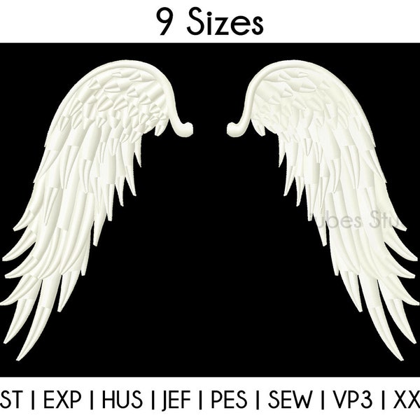 9 taglie Angel Wings Ricami Disegni, Wing Embroidery Design, Disegni ricamo macchina, disegni PES INSTANT DOWNLOAD