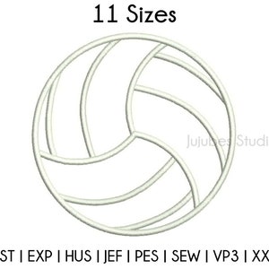Pode incluir: Um contorno preto e branco de uma bola de voleibol. A imagem inclui o texto "11 Sizes" e "Jujubes Studio".