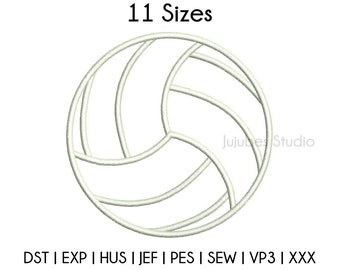 Puede incluir: Un contorno en blanco y negro de un balón de voleibol. La imagen incluye el texto "11 Sizes" y "Jujubes Studio".