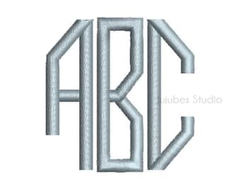 Puede incluir: Un monograma plateado con las letras A, B y C en un diseño conectado e interconectado.