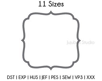 11 storlekar #2 Ramapplikationsbroderidesigner, Kantbroderiapplikationsdesign, Delat monogram, Monogramkant