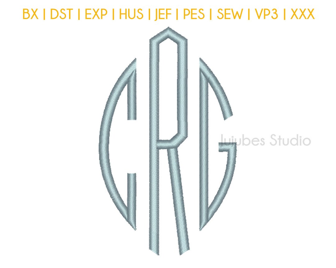 7 Sizes Ark Monogram Fonts, Embroidery Fonts BX, Embroidery Designs ...
