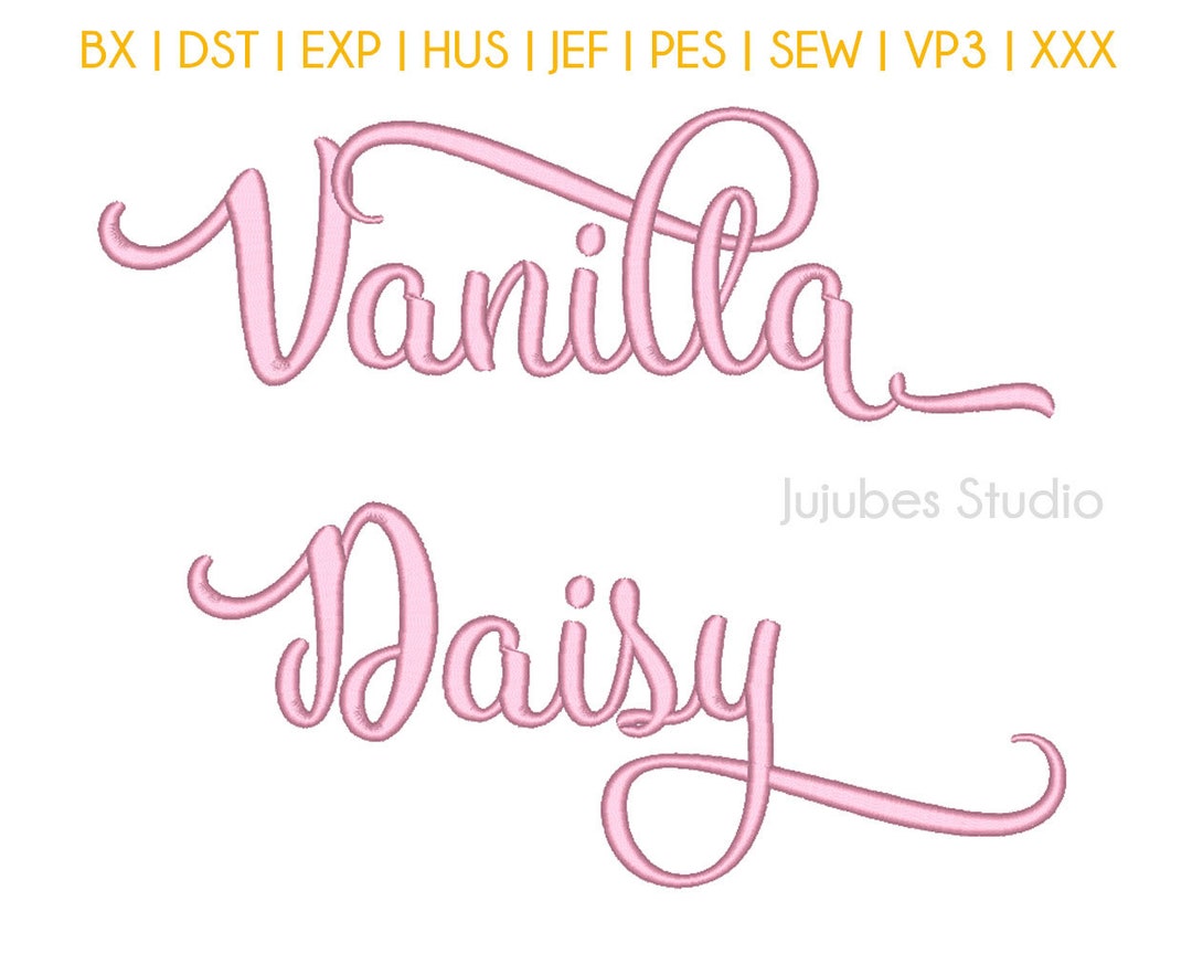 5 Sizes Set 3 Vanilla Daisy Embroidery Font, Embroidery Fonts BX