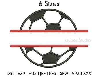 6 Sizes Split Soccer Monogram Applique Embroidery Designs, Soccer Applique Design, Split Monogram, Monogram Border