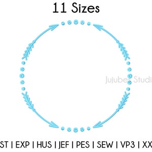 Puede incluir: Un diseño circular azul claro con flechas y puntos, con el texto "11 Tamaños" en la parte superior. El diseño incluye el texto "Jujubes Studio" y abreviaturas de tipo de archivo en la parte inferior.