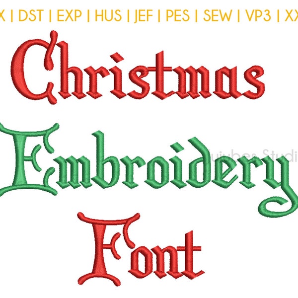 6 Sizes Christmas Embroidery Font, Embroidery Fonts BX, Embroidery Designs, Machine Embroidery Fonts, PES Fonts, BX fonts