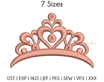 7 Sizes Princess Crown Embroidery Designs, Crown Embroidery Design, Machine Embroidery designs, PES designs INSTANT DOWNLOAD