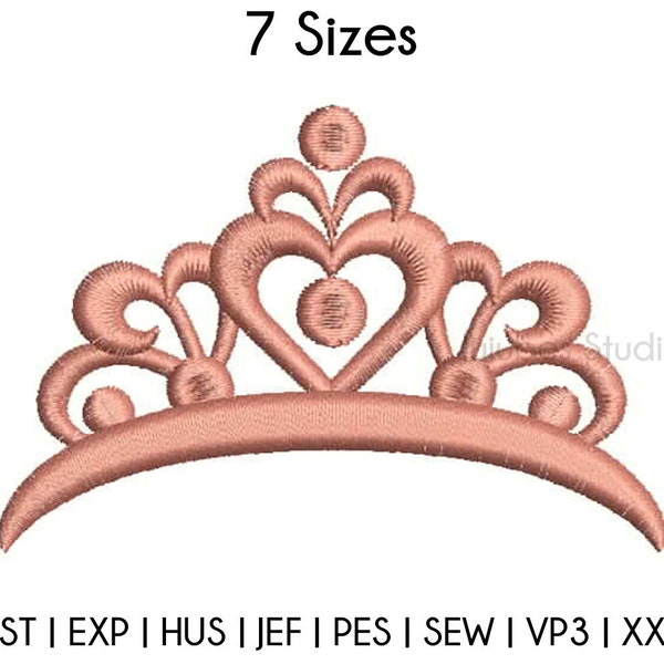 7 rozmiarów Wzory haftu Princess Crown, Crown Haft Design, Haft maszynowy, wzory PES NATYCHMIASTOWE POBIERANIE