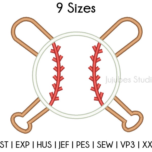 9 Sizes Baseball Applique Embroidery Designs, Baseball Embroidery Applique Design, Machine Embroidery Designs