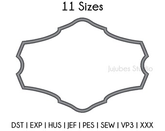 11 storlekar #3 Ramapplikationsbroderidesigner, Kantbroderiapplikationsdesign, Delat monogram, Monogramkant