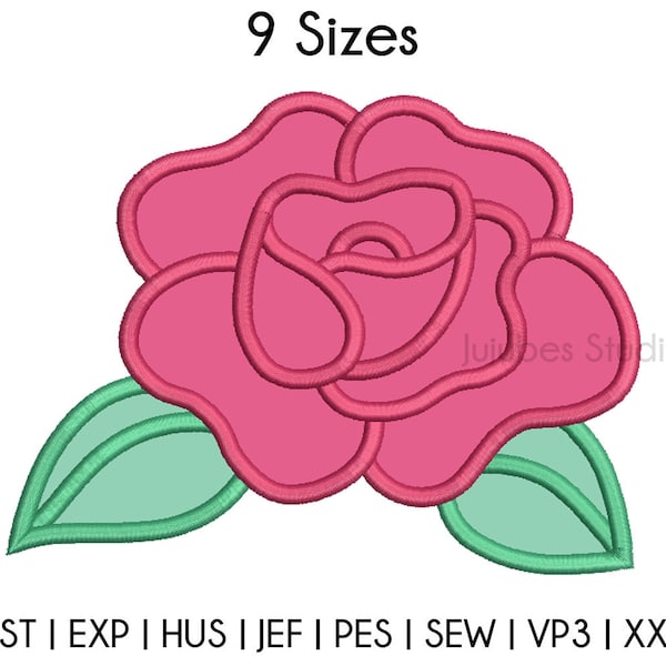 9 Sizes Rose Applique Embroidery Designs, Rose Embroidery Applique Design, Machine embroidery designs, PES embroidery