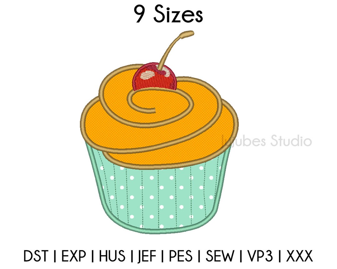 9 Sizes Cup Cake Applique Embroidery Designs Cake Embroidery Etsy