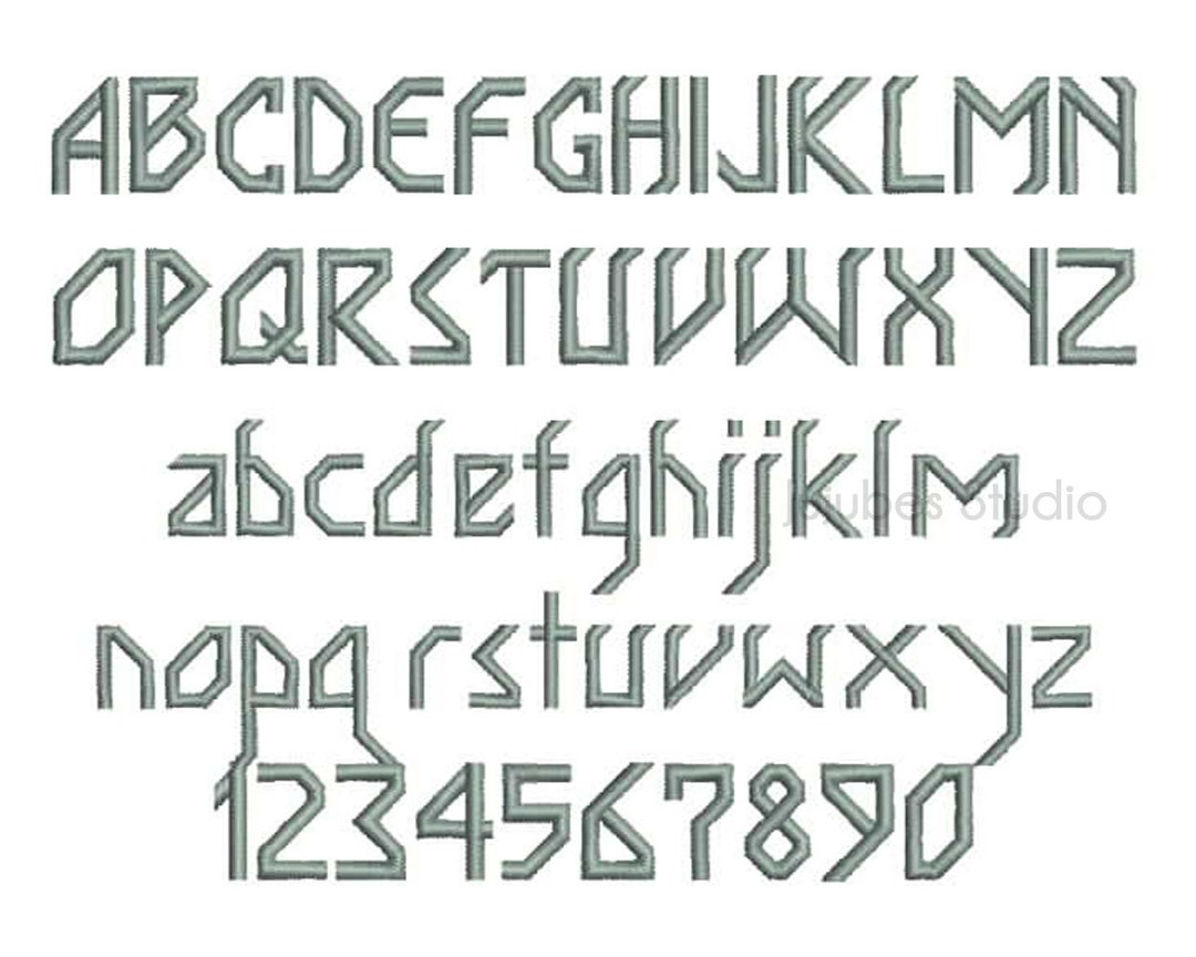 4 Sizes Angle Embroidery Font, Embroidery Fonts BX, Embroidery Designs ...