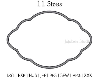 Puede incluir: Un contorno gris de una forma de nube con 11 tamaños disponibles en los siguientes formatos: DST, EXP, HUS, JEF, PES, SEW, VP3 y XXX.