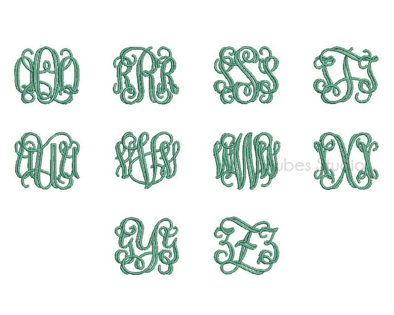 4 Sizes Interlocking Monogram Fonts Embroidery Fonts BX - Etsy
