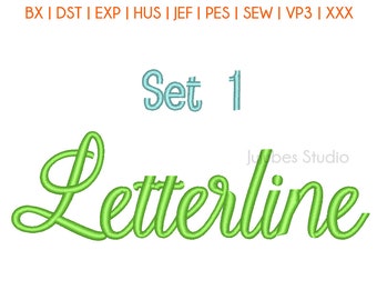 5 Sizes Set 1 Letterline Embroidery Font, Embroidery Fonts BX, Embroidery Designs, Machine Embroidery Fonts, PES Fonts, BX fonts