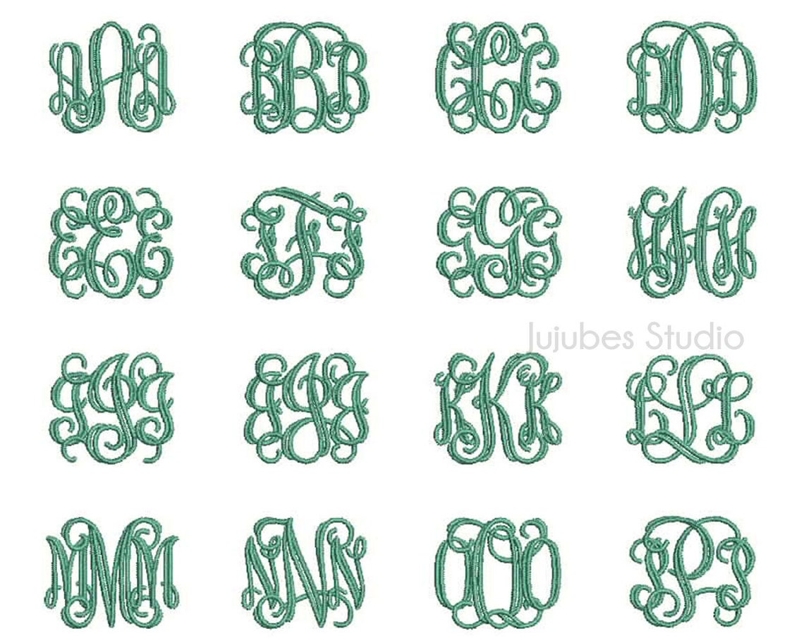 4 Sizes Interlocking Monogram Fonts Embroidery Fonts BX - Etsy