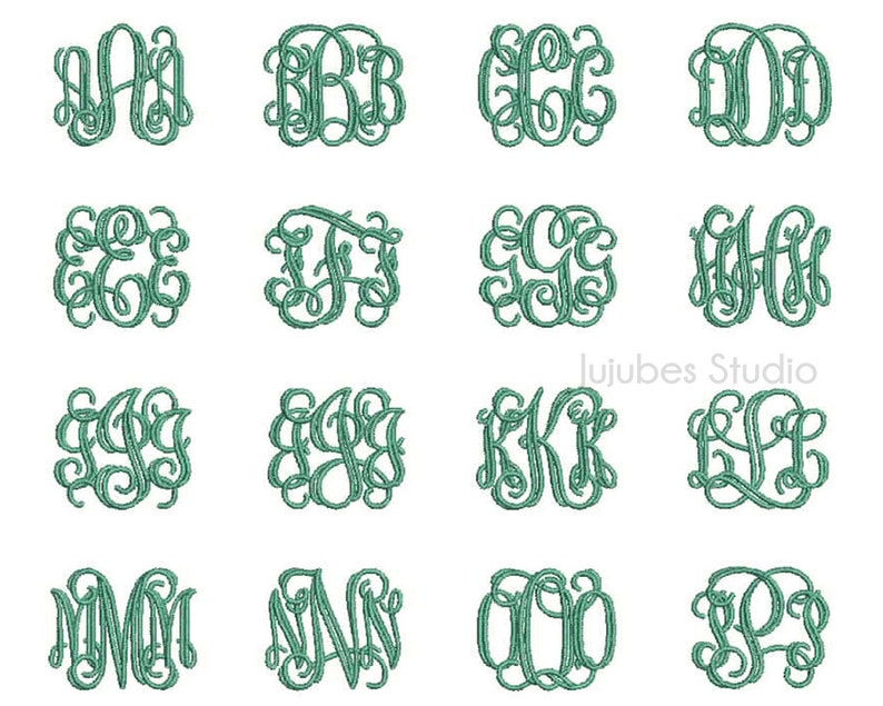 4 Sizes Interlocking Monogram Fonts, Embroidery Fonts BX, Embroidery ...