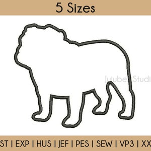 5 Sizes Silhouette Bulldog Applique Embroidery Designs, Bulldog Applique Design, embroidery designs pes, applique designs