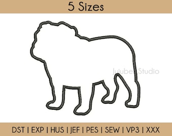 5 Sizes Silhouette Bulldog Applique Embroidery Designs, Bulldog Applique Design, embroidery designs pes, applique designs