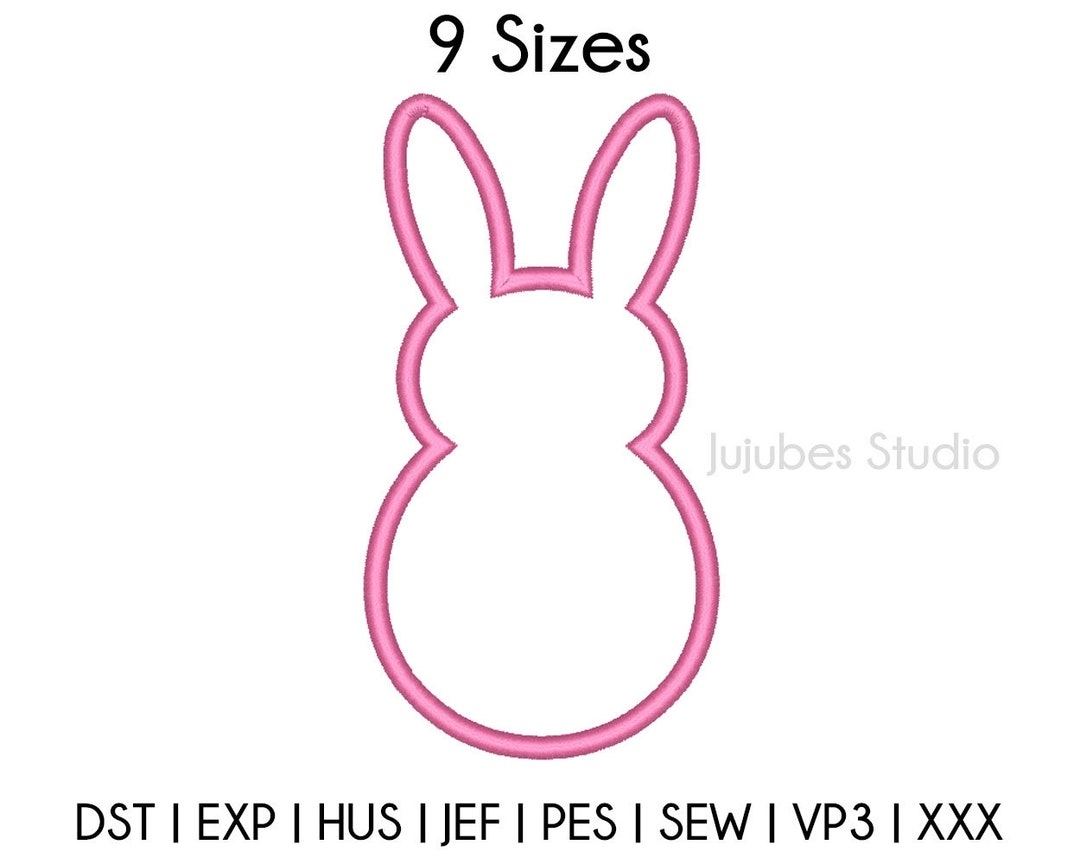 9 Sizes Bunny Outline Applique Embroidery Designs, Rabbit Embroidery ...