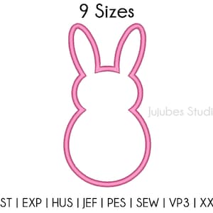 9 Sizes Bunny Outline Applique Embroidery Designs, Rabbit Embroidery Applique Design, Machine embroidery designs, PES embroidery
