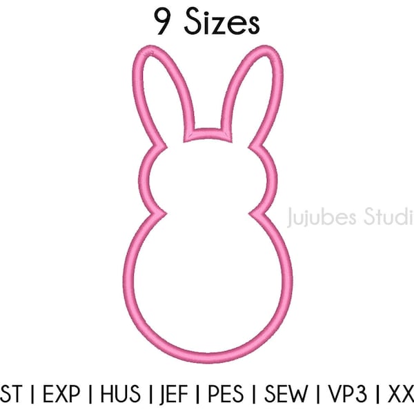 9 Sizes Bunny Outline Applique Embroidery Designs, Rabbit Embroidery Applique Design, Machine embroidery designs, PES embroidery