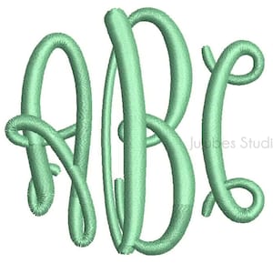 May include: A monogram of the letters A, B, and C in a cursive font. The letters are a light green color and are intertwined.