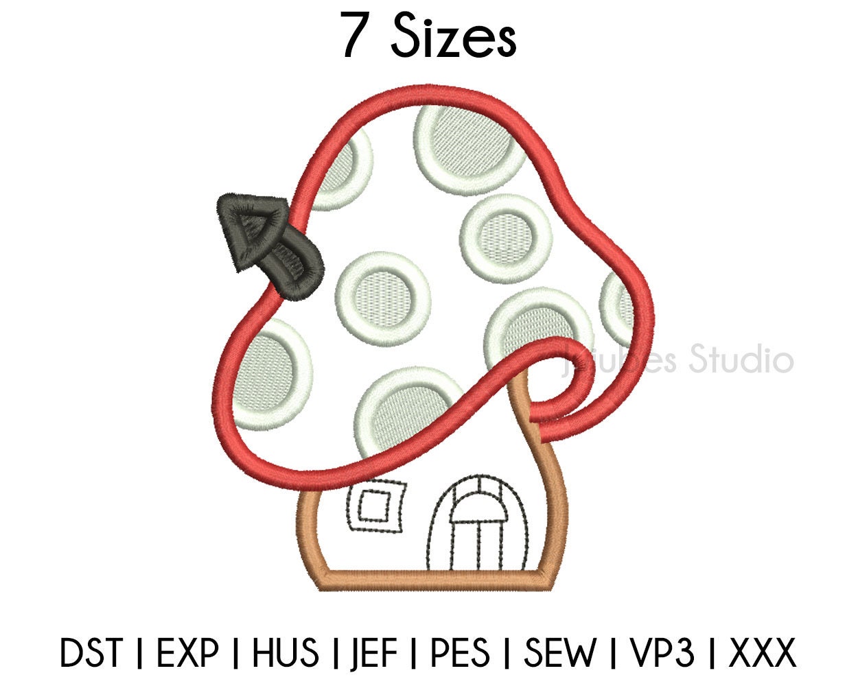 7 Sizes Mushroom House Applique Embroidery Designs, Mushroom Embroidery ...