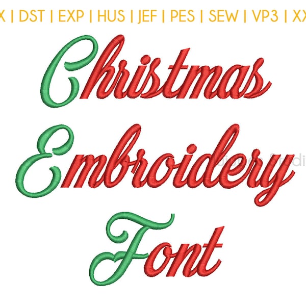 5 Sizes Christmas Embroidery Font, Embroidery Fonts BX, Embroidery Designs, Machine Embroidery Fonts, PES Fonts, BX fonts