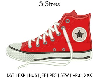 5 tailles Converse All Star Applique Embroidery Designs, Converse embroidery Design, Embroidery Design, Applique Designs