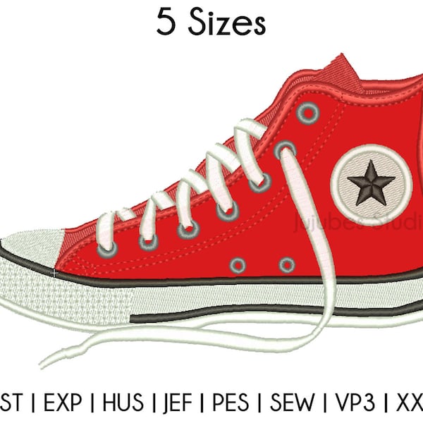 5 Sizes Converse All Star Applique Embroidery Designs, Converse embroidery Design, Embroidery Design, Applique Designs