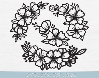 Flower SVG Floral Silhouette, Svg Bundle, Svg For Cricut, Cut Files, Clip Art, Instant Download, EPS, PNG