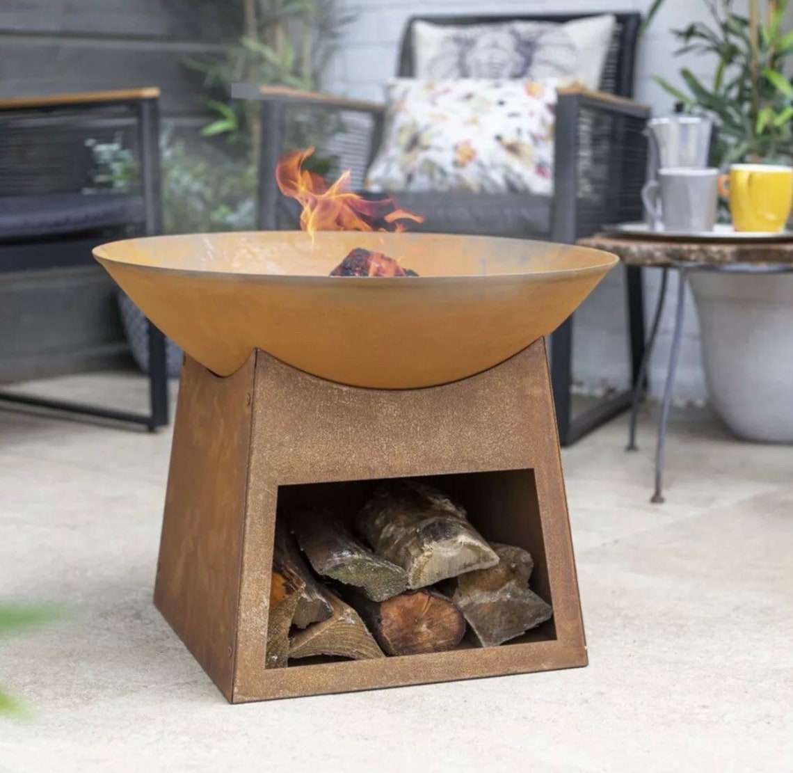 Fire Pit Garden Pit Chiminea Rusty Etsy